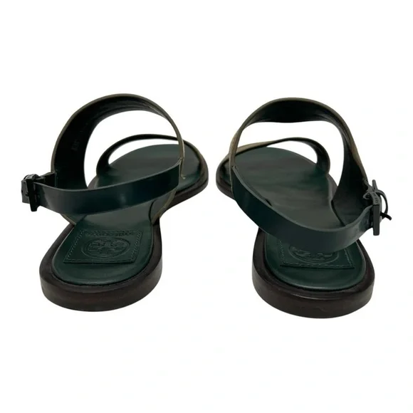 Tory Burch Edina Green Leather Colorblock Slingback Soho Lux Sandals Women’s 8.5 - Picture 7 of 16